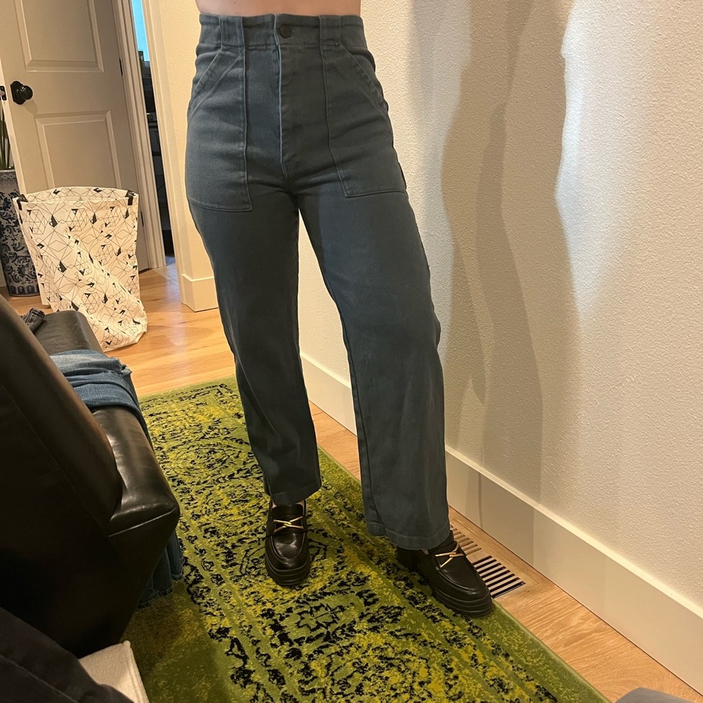 Prairie Underground Relaxed railroad Blue Jean canvas pant high waist